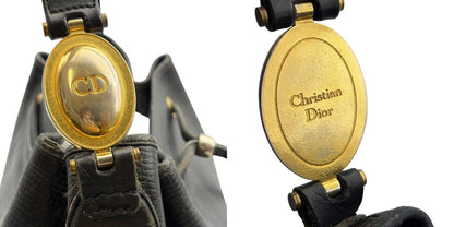 Christian Dior クリスチャン ディオール レザー 巾着 バッグ ショルダー 鞄 レディース ブランド おしゃれ ブラック 中古 W1