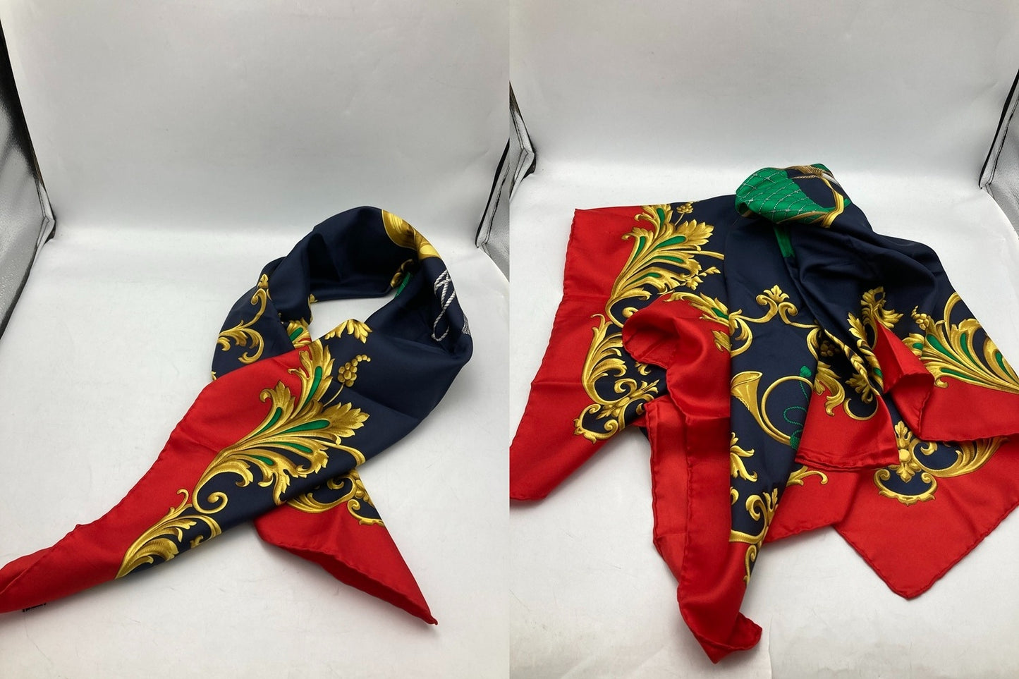 CELINE セリーヌ バッグ柄 スカーフ シルク100％ 中古 D4