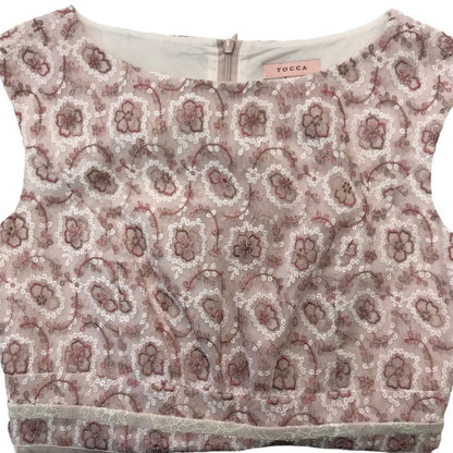 TOCCA トッカ ワンピース レディース 春夏 ノースリーブ 膝丈 花柄 総柄 ドレス 刺繍 ピンク 2サイズ OPTOBA0245 中古 T1