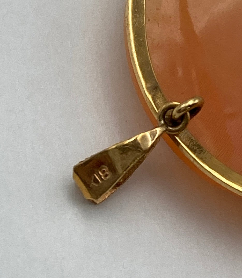 K18 シェルカメオ ブローチ 女性の横顔 中古 4