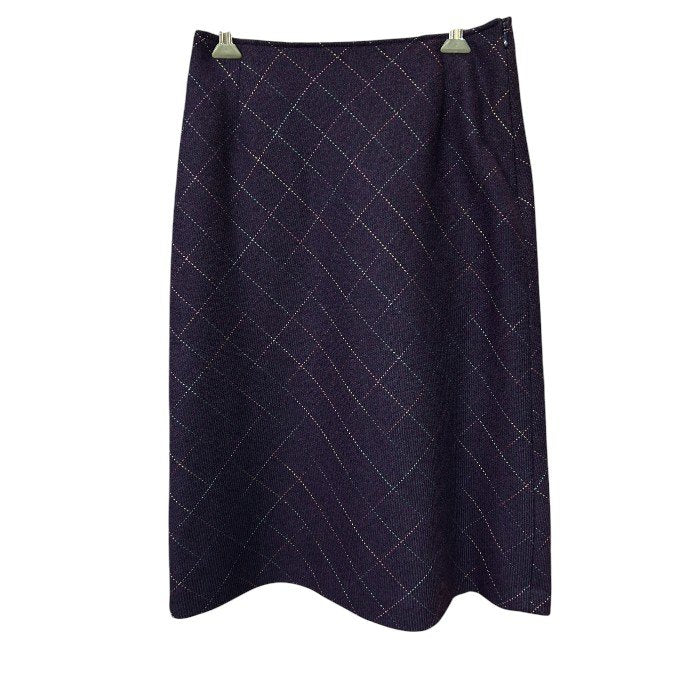 iCB アイシービー Alexanders ウール チェック スカート JPN11 タイト レディース パープル 秋 冬 中古 W４