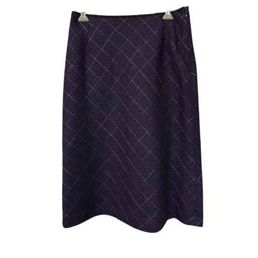 iCB アイシービー Alexanders ウール チェック スカート JPN11 タイト レディース パープル 秋 冬 中古 W４