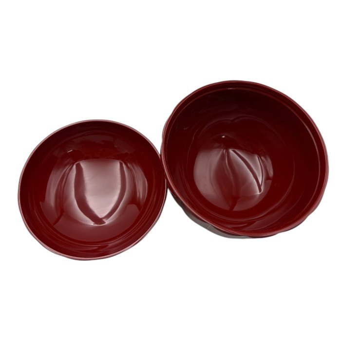 未使用品 表完堂 菊割吸物椀 朱 5客 和食器 汁椀 蓋付 セット 中古 W４