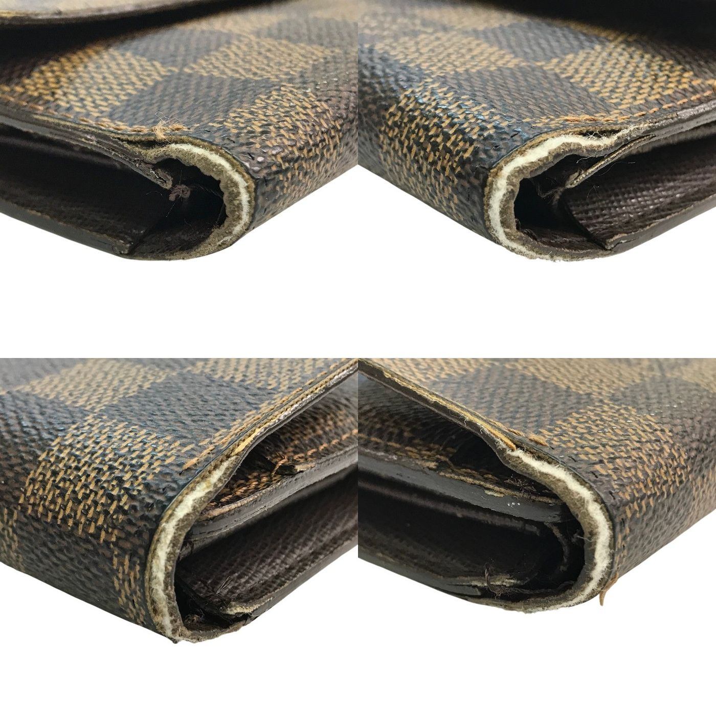 LOUIS VUITTON ルイヴィトン ダミエ エベヌ ポルトフォイユ インターナショナル 長財布 ユニセックス 3つ折り 定番 ブラウン N61217 中古 T1