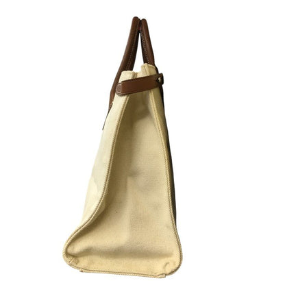 Ralph Lauren ラルフローレン トートバッグ レディース オールシーズン キャンバス アイボリー/ブラウン 中古 N1