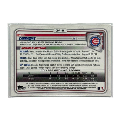 TOPPS MLBカード BOWMAN CHROME 1ST BURL CARRAWAY CHICAGO CUBS /150 #CDA-BC 中古 IT1