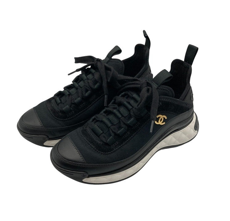 CHANEL シャネル ココマーク ベルベットカーフスキン スニーカー G35617 サイズ35 レディース 中古 D4