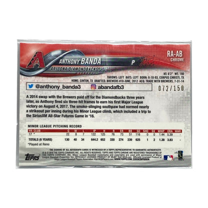 TOPPS MLBカード CHROME ANTHONY BANDA DIAMONDBACKS 072/150 #RA-AB 中古 IT2