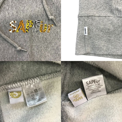 SAPEur サプール パーカー メンズ コットン スウェット ロッドマン フーディ 裏起毛 バックプリント グレー XLサイズ 中古 T1