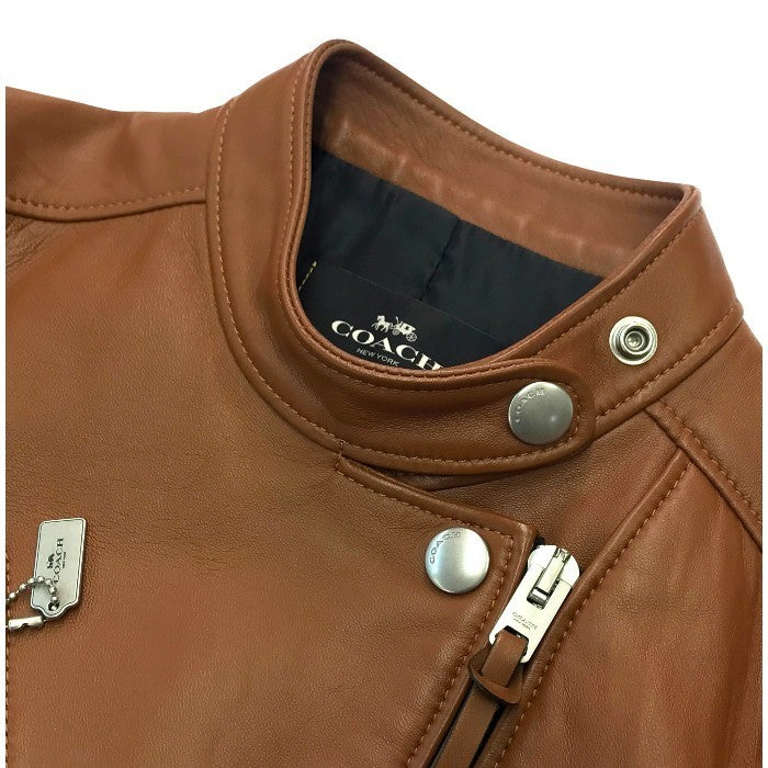COACH コーチ ライダースジャケット レディース 秋冬 レザー ダブルブレスト ブラウン XSサイズ 33830 中古 T1