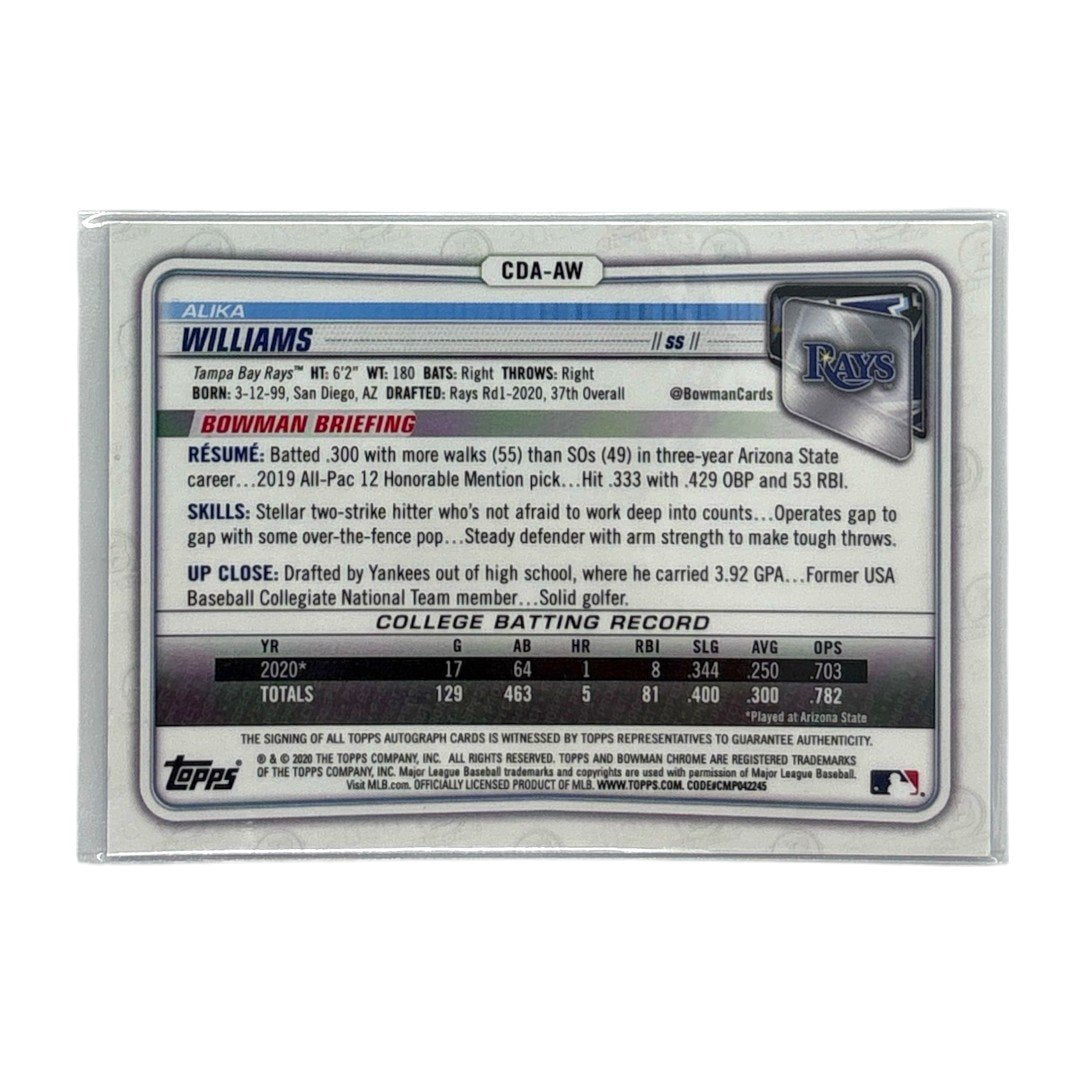TOPPS MLBカード BOWMAN CHROME 1ST ALIKA WILLIAMS TAMPA BAY RAYS /150 #CDA-AW 中古 IT1
