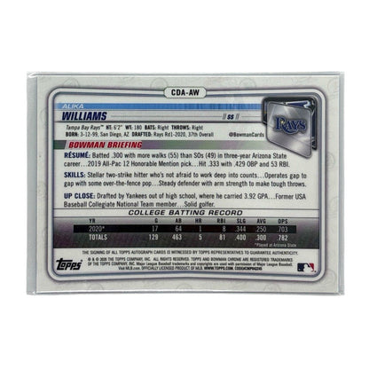 TOPPS MLBカード BOWMAN CHROME 1ST ALIKA WILLIAMS TAMPA BAY RAYS /150 #CDA-AW 中古 IT1