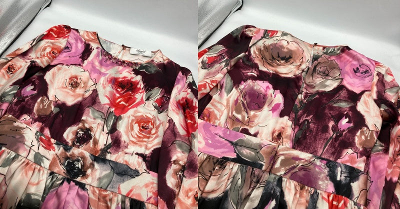 blugirl ブルーガール ビジュー付き 花柄 ワンピース サイズ IT42 レディース 長袖 中古 D4