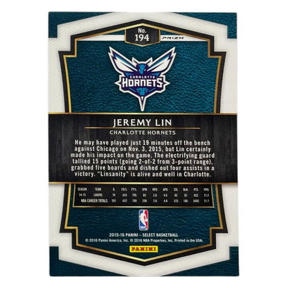PANINI NBAカード SELECT PRIZM JEREMY LIN HORNETS #194 中古 IT2