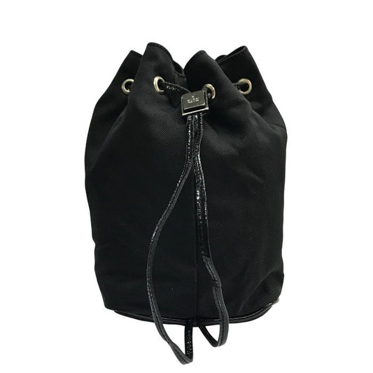 GUCCI グッチ 巾着ポーチ レディース ナイロン ミニバッグ 四角 無地 ブラック 039 0973 002113 中古 T1