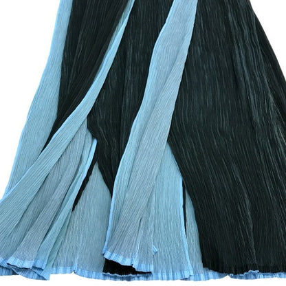 ISSEY MIYAKE イッセイミヤケ ホワイトレーベル ロングスカート レディース プリーツ フレア スリット グリーン/ブルー 2サイズ IM42FG213 中古 T1