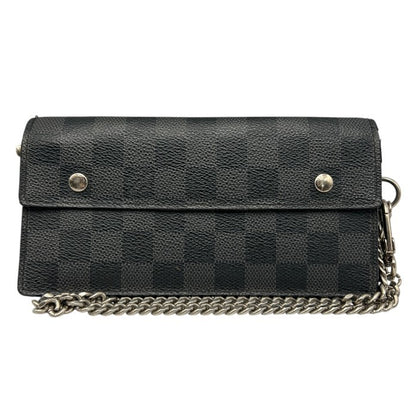LOUIS VUITTON ルイヴィトン ダミエグラフィット ポルトフォイユ アコルディオン N60023 ブランド ブラック 財布 チェーン付 メンズ 中古 W４