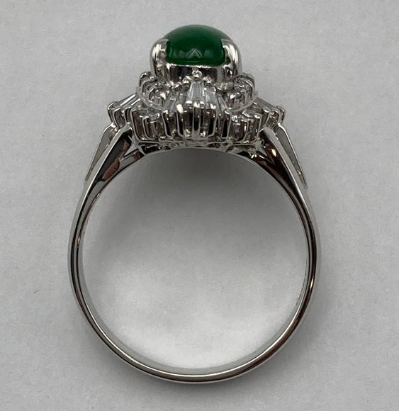 Pt900 ヒスイ(翡翠) ダイヤ0.43ct リング 12号 中古 D4