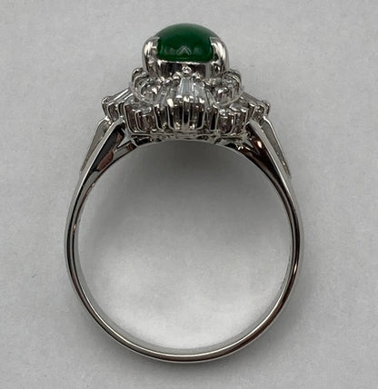 Pt900 ヒスイ(翡翠) ダイヤ0.43ct リング 12号 中古 D4