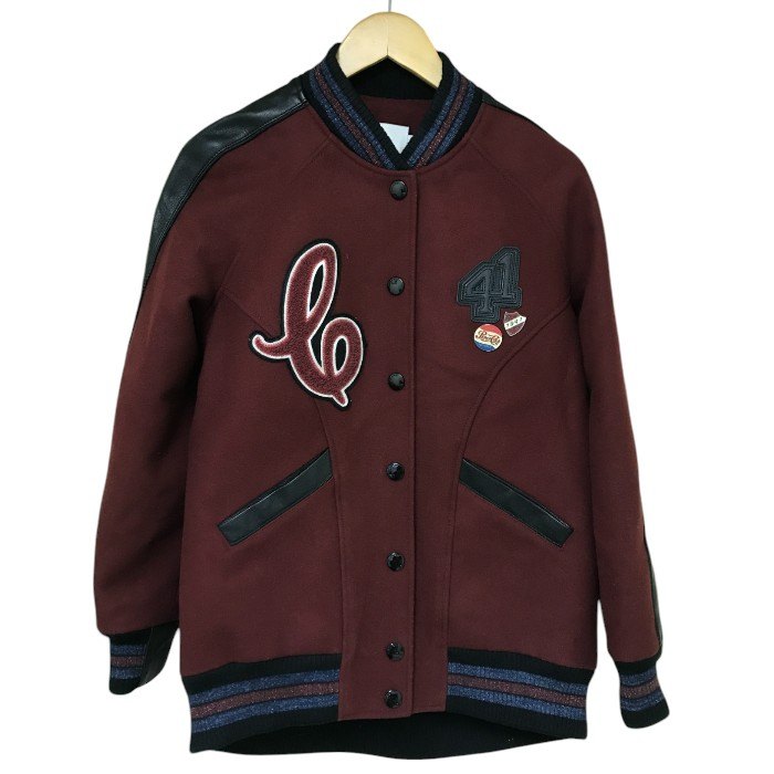 COACH コーチ スタジャン レディース ウール/レザー オーバーサイズ ブルゾン レッド Sサイズ 35104 アウター 秋 冬 中古 W1