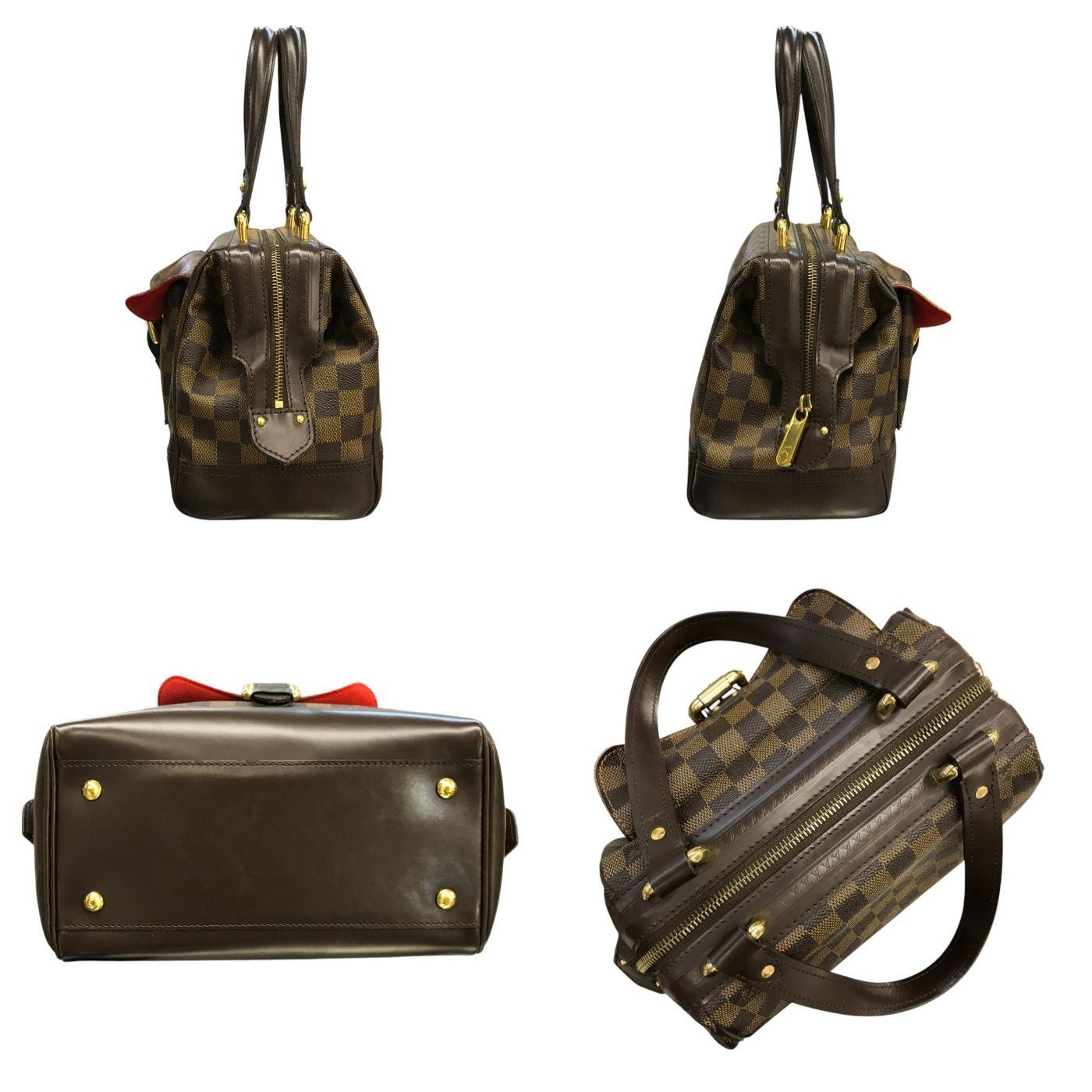 LOUIS VUITTON ルイヴィトン ダミエ ナイツブリッジ ハンドバック レディース 開口部広い ブラウン N51201 中古 T1