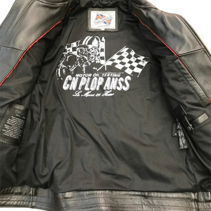 CNPLOPANSS ライダースジャケット メンズ レザー シングルブレスト ワッペン ブラック Lサイズ 中古 T1