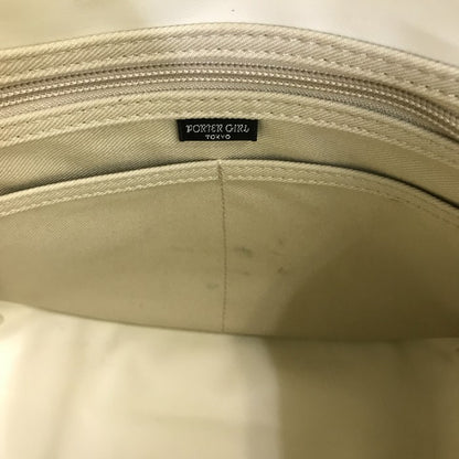 PORTER GIRL ポーター ガール NAKED ネイキッド ショルダーバッグ M ベージュ 鞄 キャンバス レディース 中古 WK1