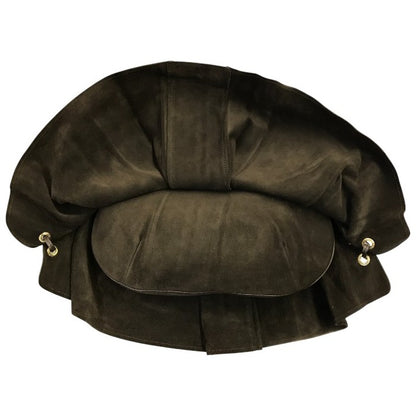 YVES SAINT LAURENT イブサンローラン リヴゴーシュ モンバサ ワンショルダー レディース スウェード プリーツ 角型ハンドル 半月 ブラウン 中古 T1