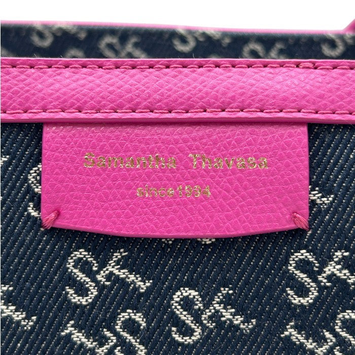 Samantha Thavasa サマンサタバサ Denim ST Jacguard トートバッグ デニム ジャガード 鞄 レディース A4 通勤 お出かけ 中古 W４