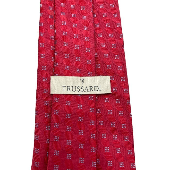 TRUSSARDI トラサルディ シルク ネクタイ ブランド メンズ ビジネス 総柄 レッド 中古 W４
