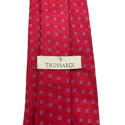 TRUSSARDI トラサルディ シルク ネクタイ ブランド メンズ ビジネス 総柄 レッド 中古 W４