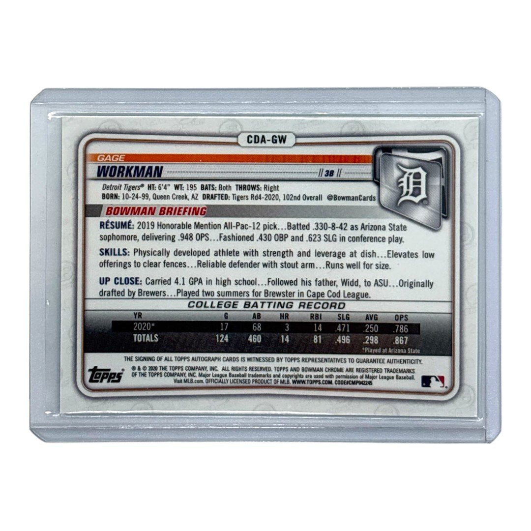 TOPPS MLBカード BOWMAN CHROME 1ST GAGE WORKMAN DETROIT TIGERS /99 #CDA-GW 中古 IT1