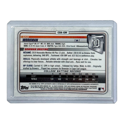 TOPPS MLBカード BOWMAN CHROME 1ST GAGE WORKMAN DETROIT TIGERS /99 #CDA-GW 中古 IT1