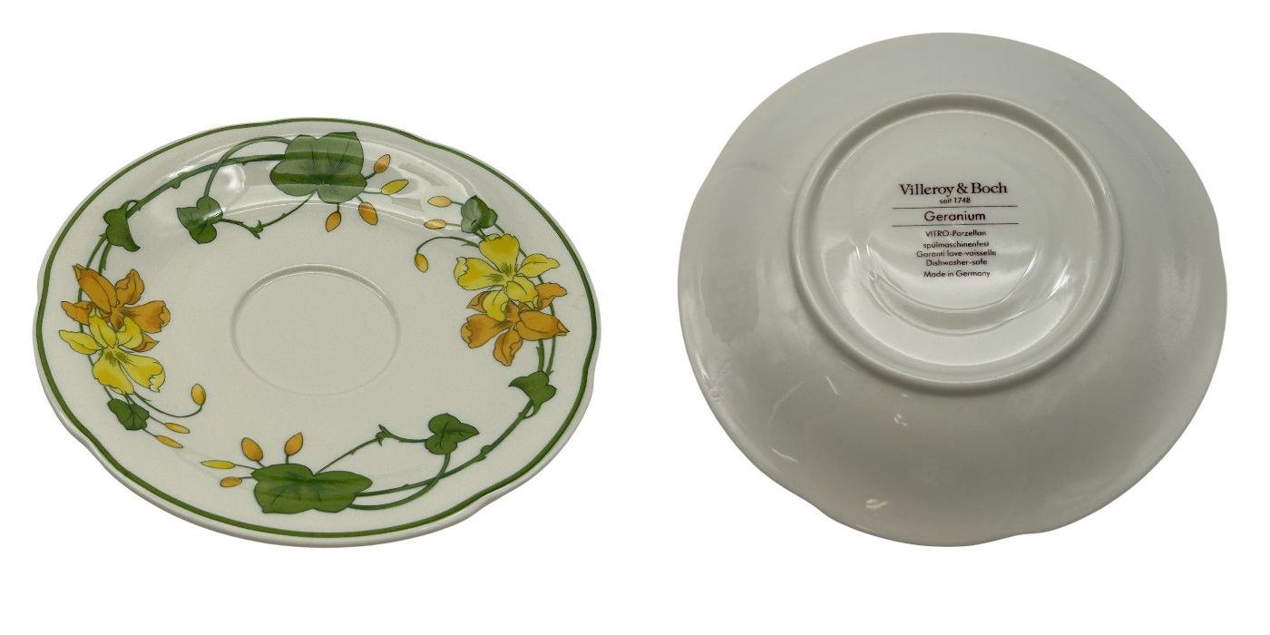 ビレロイ&ボッホ VILLEROY&BOCH ゼラニウム カップ&ソーサー ペア 洋食器 花柄 おしゃれ 中古 W1