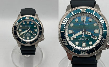CITIZEN シチズン プロマスター MARINEシリーズ エコ・ドライブ ダイバー200m 構造色限定モデル BN0167-09W 中古 D4