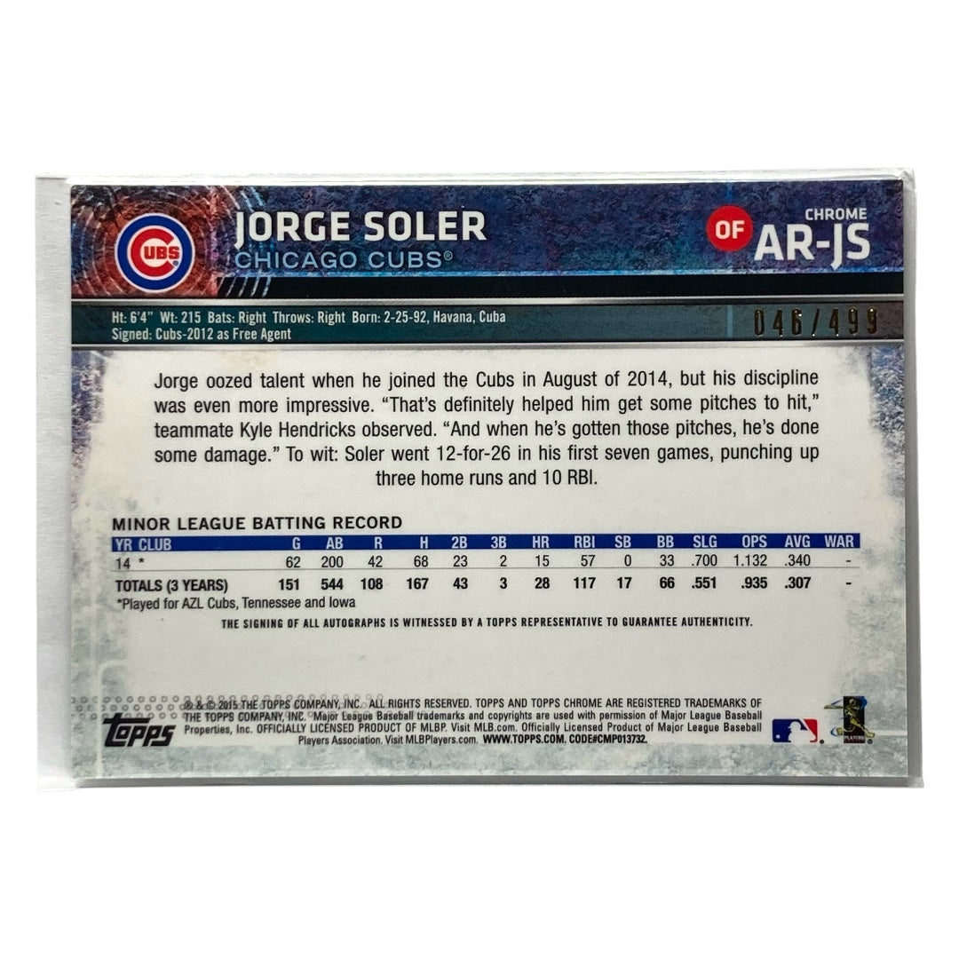 TOPPS MLBカード CHROME JORGE SOLER CUBS 046/499 #AR-JS 中古 IT2