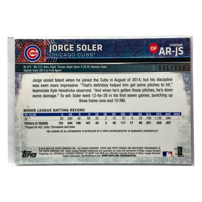 TOPPS MLBカード CHROME JORGE SOLER CUBS 046/499 #AR-JS 中古 IT2