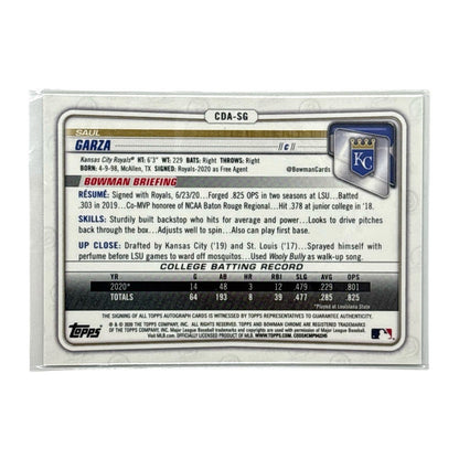 TOPPS MLBカード BOWMAN CHROME 1ST SAUL GARZA KANSAS CITY ROYALS /71 #CDA-SG 中古 IT1