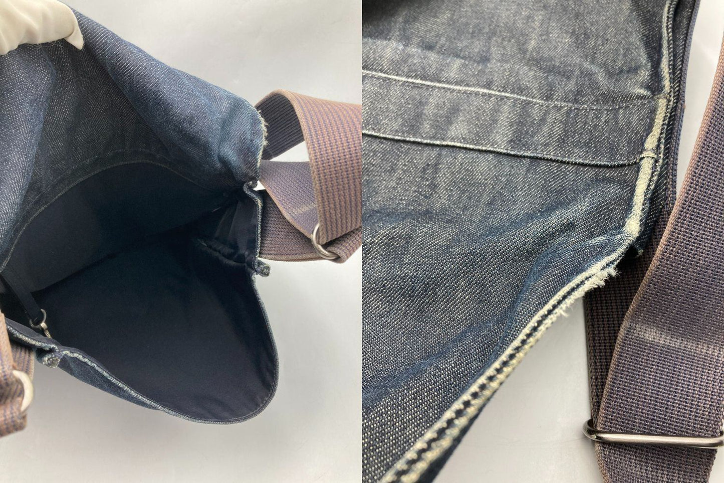 HUNTING WORLD ハンティングワールド デニム フラップ ショルダーバッグ 中古 D4