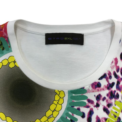 ETRO エトロ Tシャツ メンズ 半袖 コットン DELLA SALUTE マルチカラー/ホワイト 2XLサイズ 141-1Y020-9170 中古 T1