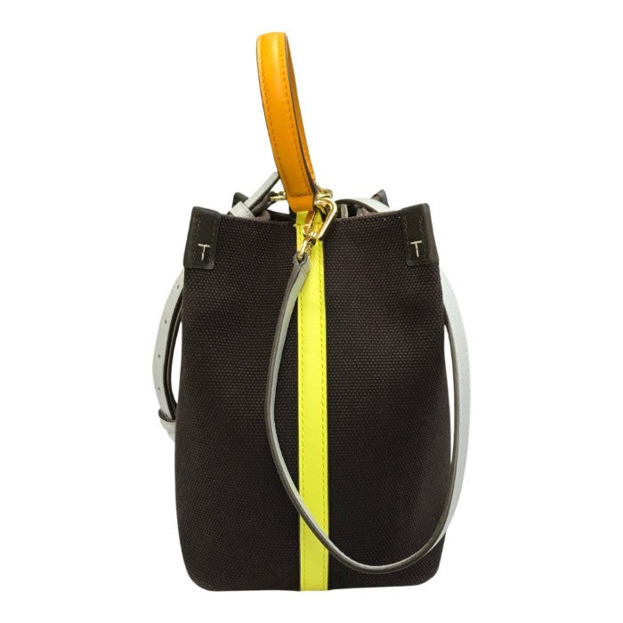 TORY BURCH トリーバーチ ミニトートバッグ レディース キャンバス 2way ショルダー 斜め掛け ブラウン 中古 T1