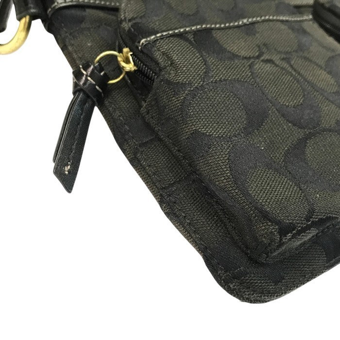 COACH コーチ シグネチャー ショルダーバッグ レディース キャンバス/レザー ミニサイズ セミショルダー 斜め掛け不可 ブラック 中古 T1