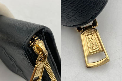 Yves Saint Laurent イヴサンローラン ラウンドファスナー コンパクト財布 中古 D4