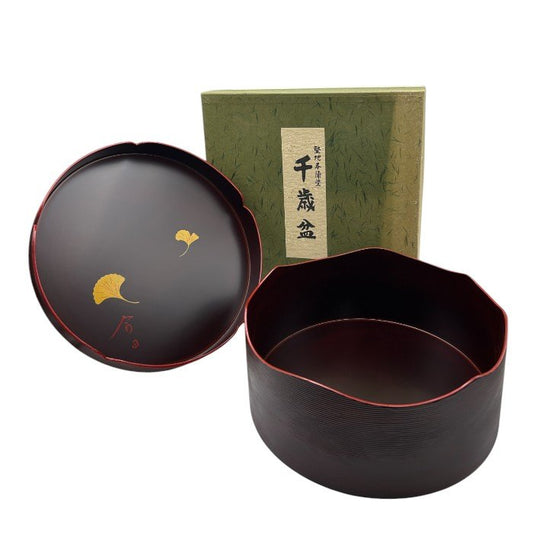 今日 千歳盆 堅地本漆塗 木製 茶道 茶道具 和風 中古 W４