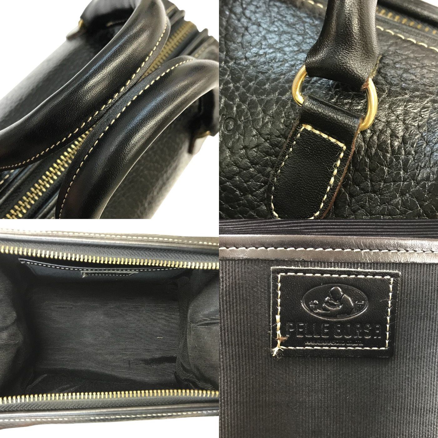 PELLE BORSA ペレボルサ PICOLO IN MILANO ボストンバッグ レディース レザー ミニサイズ ショルダーバッグ ブラック 中古 T1