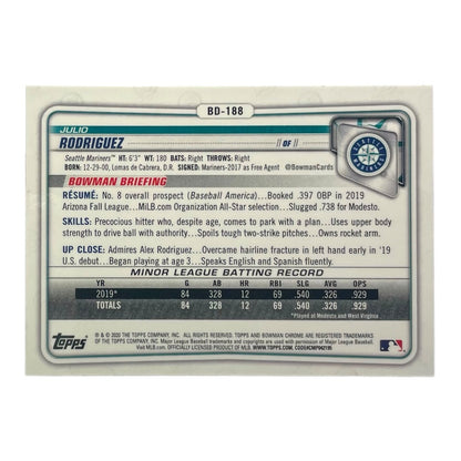 TOPPS MLBカード BOWMAN CHROME JULO RODRIGUEZ SEATTLE MARINERS #BD-188 中古 IT2