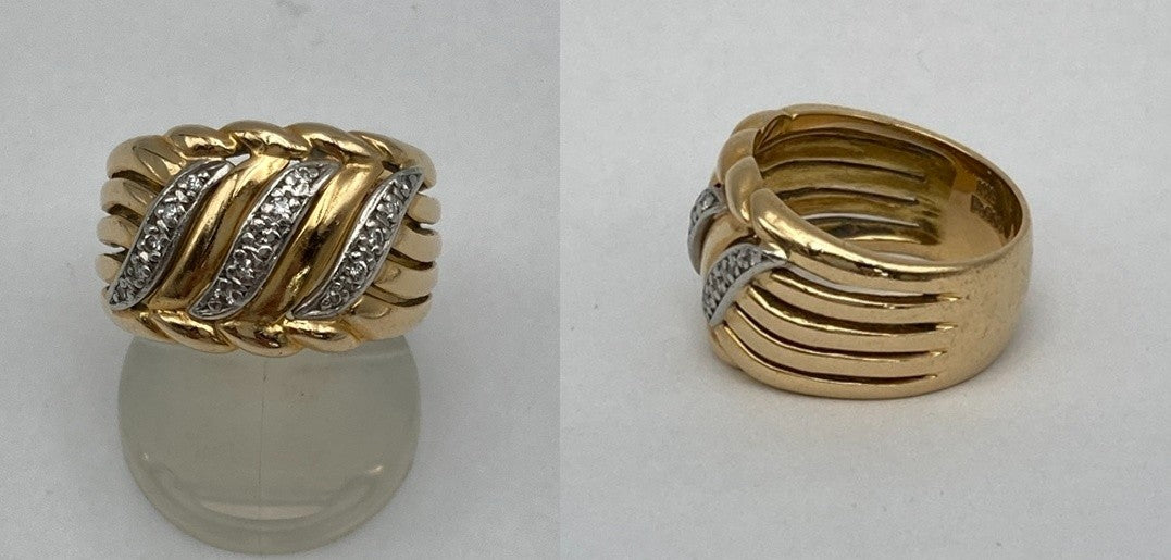 K18/Pt900 コンビ ダイヤ0.12ct リング 13号 中古 D4