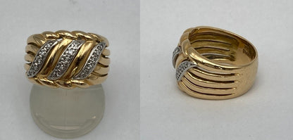 K18/Pt900 コンビ ダイヤ0.12ct リング 13号 中古 D4