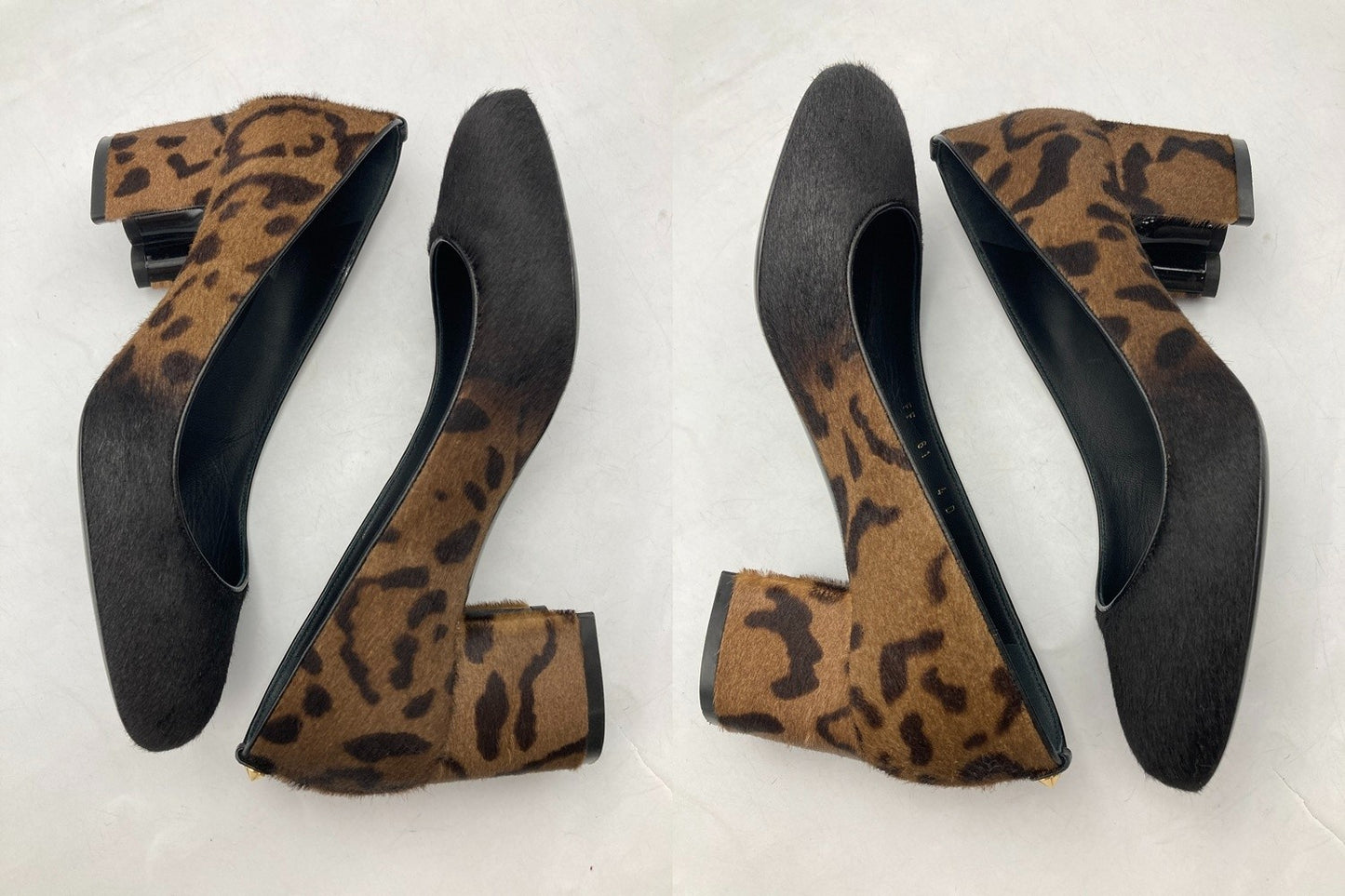 Salvatore Ferragamo サルヴァトーレフェラガモ ハラコ レオパード パンプス サイズ4 レディース 中古 D4