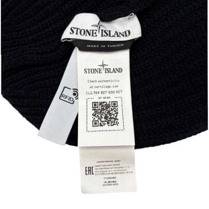 STONE ISLAND ストーンアイランド ニット帽 ブラック V0029 帽子 メンズ ウール 秋 冬 中古 W1
